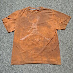AIR JORDAN T-Shirt Men L Bleach Dyed Jumpman Logo Distressed Graphic Streetwear